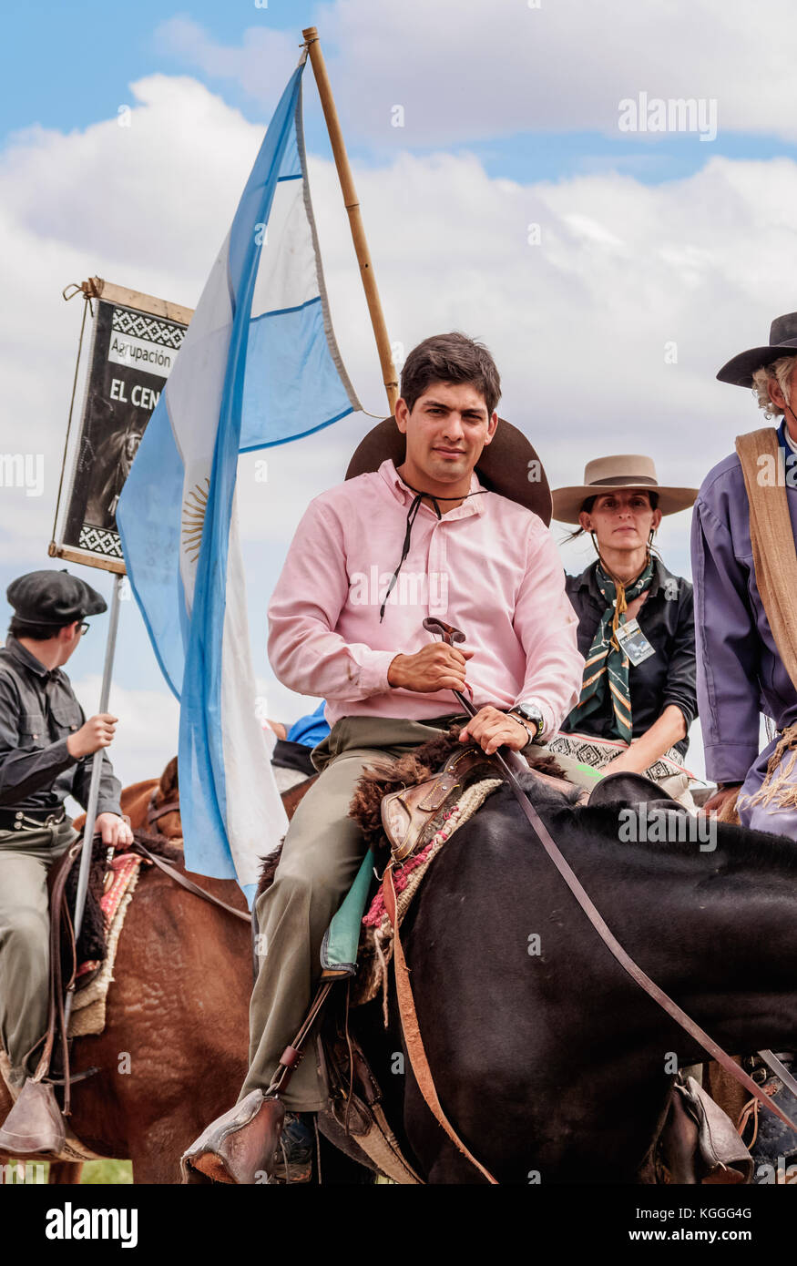 Cabalgata de Los Gauchos, Gaucho horse Parade von san juan Vallecito, Provinz San Juan, Argentinien Stockfoto