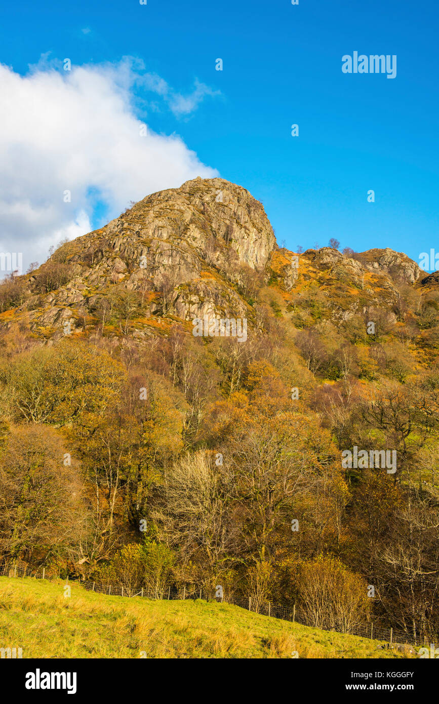 Raven Crag aus Tilberthwaite im Lake District, Cumbria Stockfoto