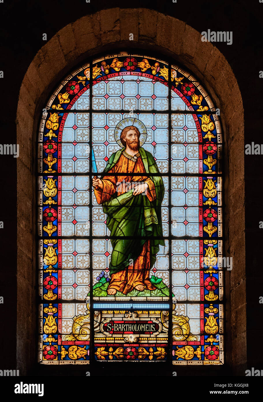 Buntglasfenster in der Kathedrale unserer Lieben Frau von Barmherzigkeit, La Serena, Region Coquimbo, Chile Stockfoto