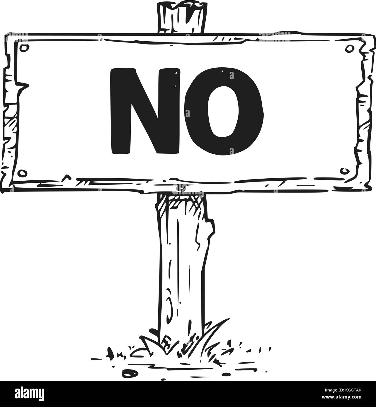 Vektor Zeichnung der Holz- Schild mit Text. Stock Vektor