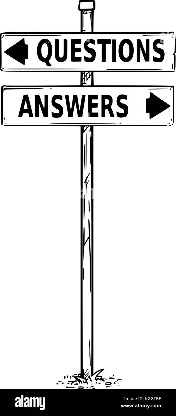 Vektor Zeichnung von Fragen oder Antworten business Entscheidung Verkehr Pfeil. Stock Vektor