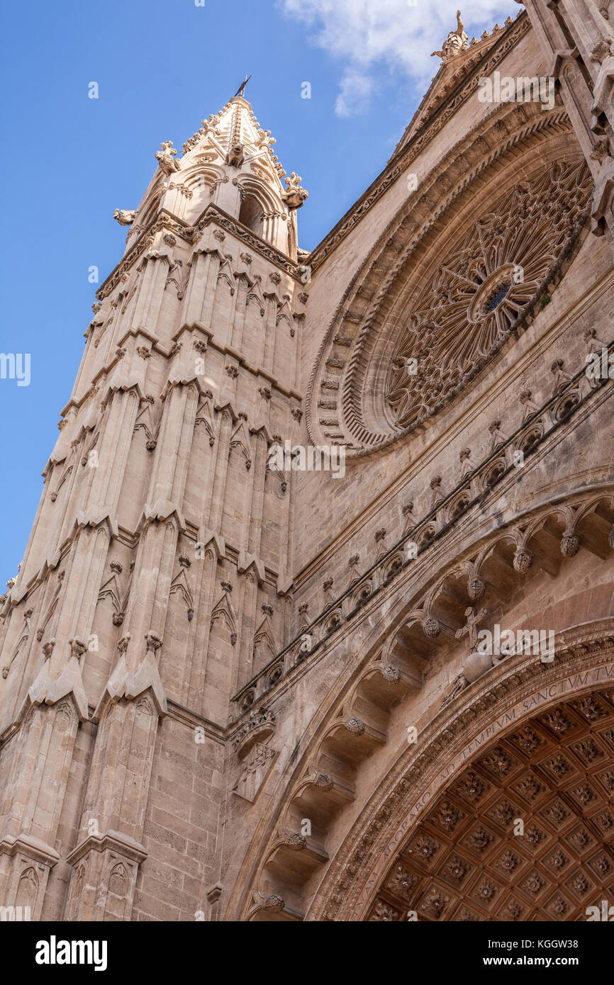 Vertikaler Kathedrale Le seu in Palma de Mallorca, einem beliebten Reiseziel Stockfoto