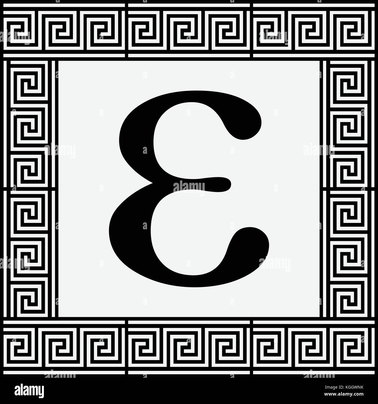 Epsilon griechischen Buchstaben Epsilon Symbol Symbol in der griechischen Antike Rahmen, Vector Illustration. Stock Vektor