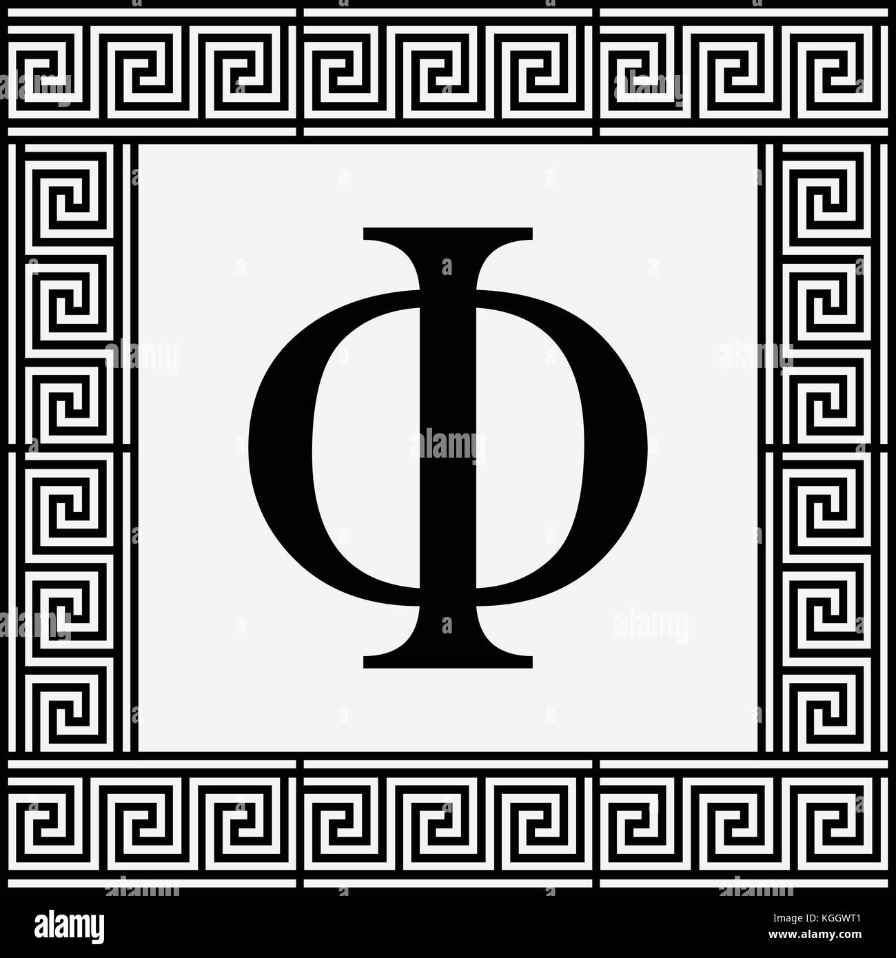 Phi Griechischen Buchstaben Symbol Phi Symbol In Der Griechischen Antike Rahmen Vector Illustration Stock Vektorgrafik Alamy