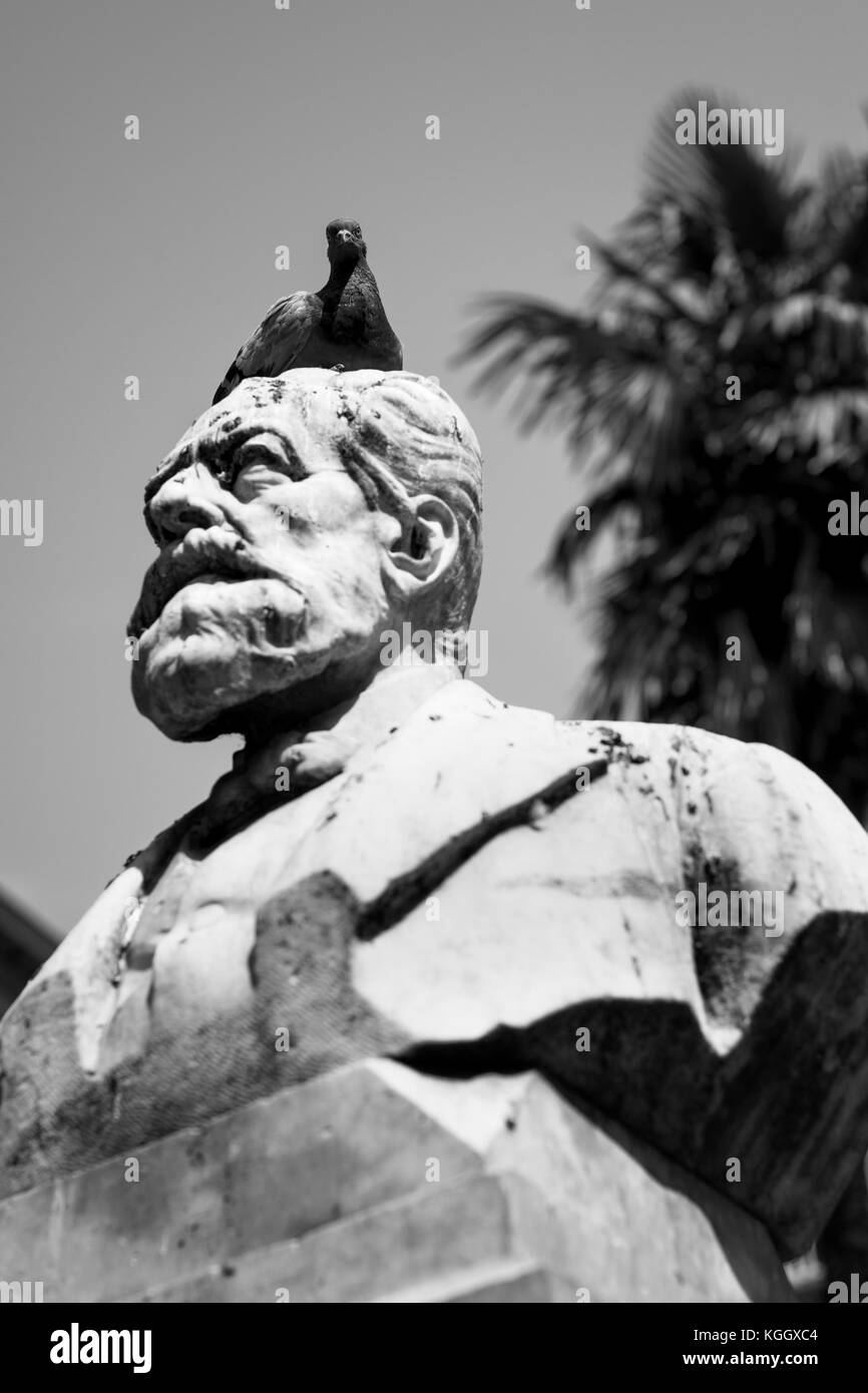 Taube sitzend auf Kopf einer Statue Stockfoto Taube sitzend auf Kopf einer Statue Stockfoto