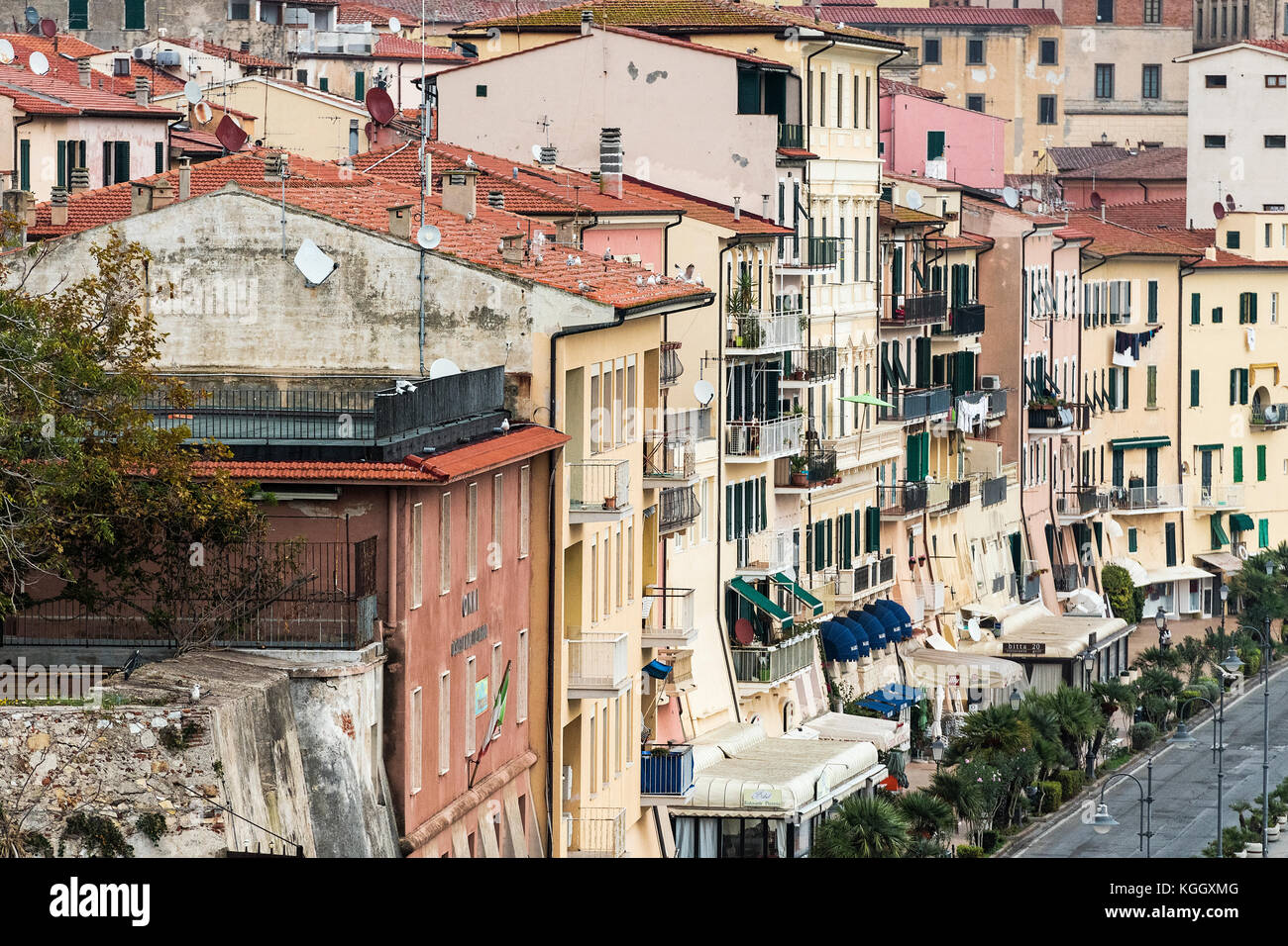 Die malerische Altstadt von Portoferraio, Elba, Italien. Stockfoto