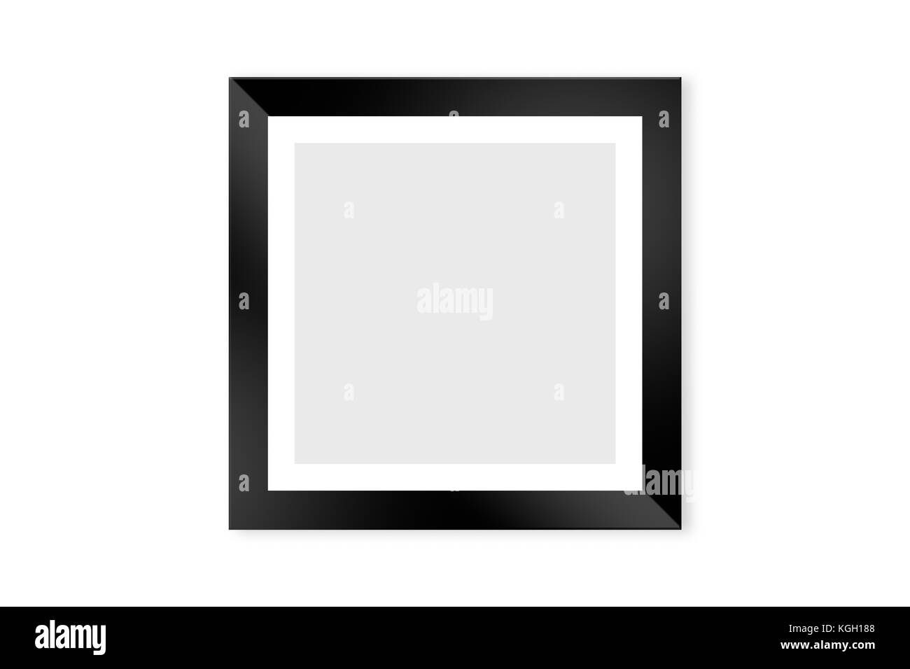 Rechteckig, schwarz Bilderrahmen mit Copy space Mock up auf weißem Hintergrund. Stockfoto