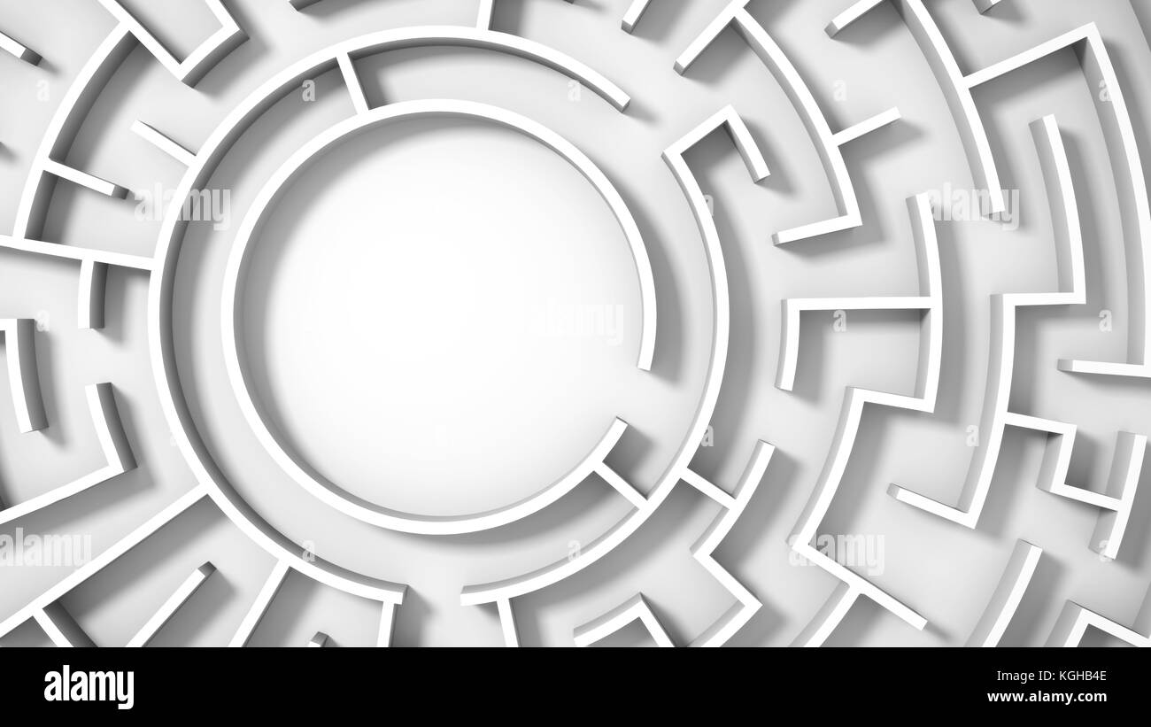 Weiße runde Labyrinth Struktur (3D-Abbildung) Stockfoto