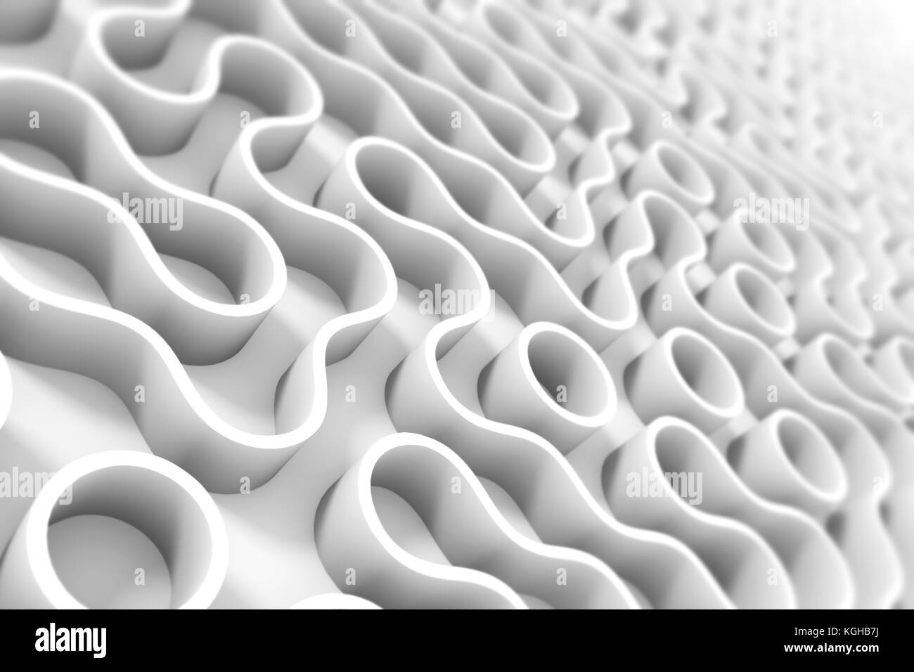 Riesige weiße gerundete Labyrinth Struktur (3D-Abbildung) Stockfoto