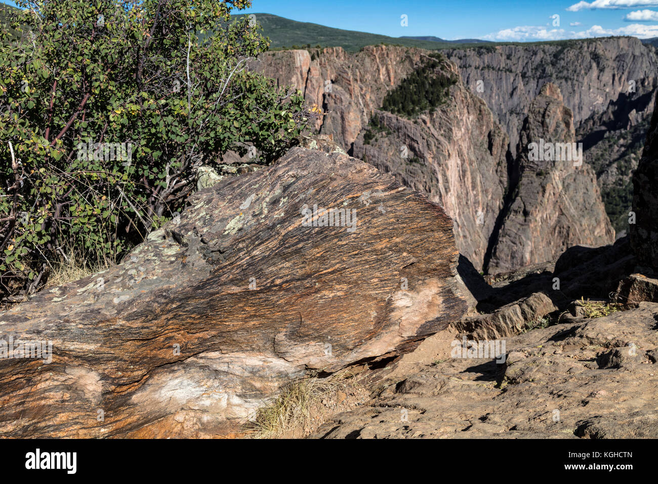 Gneis, schwarze Schlucht des Gunnison, Colorado Stockfoto