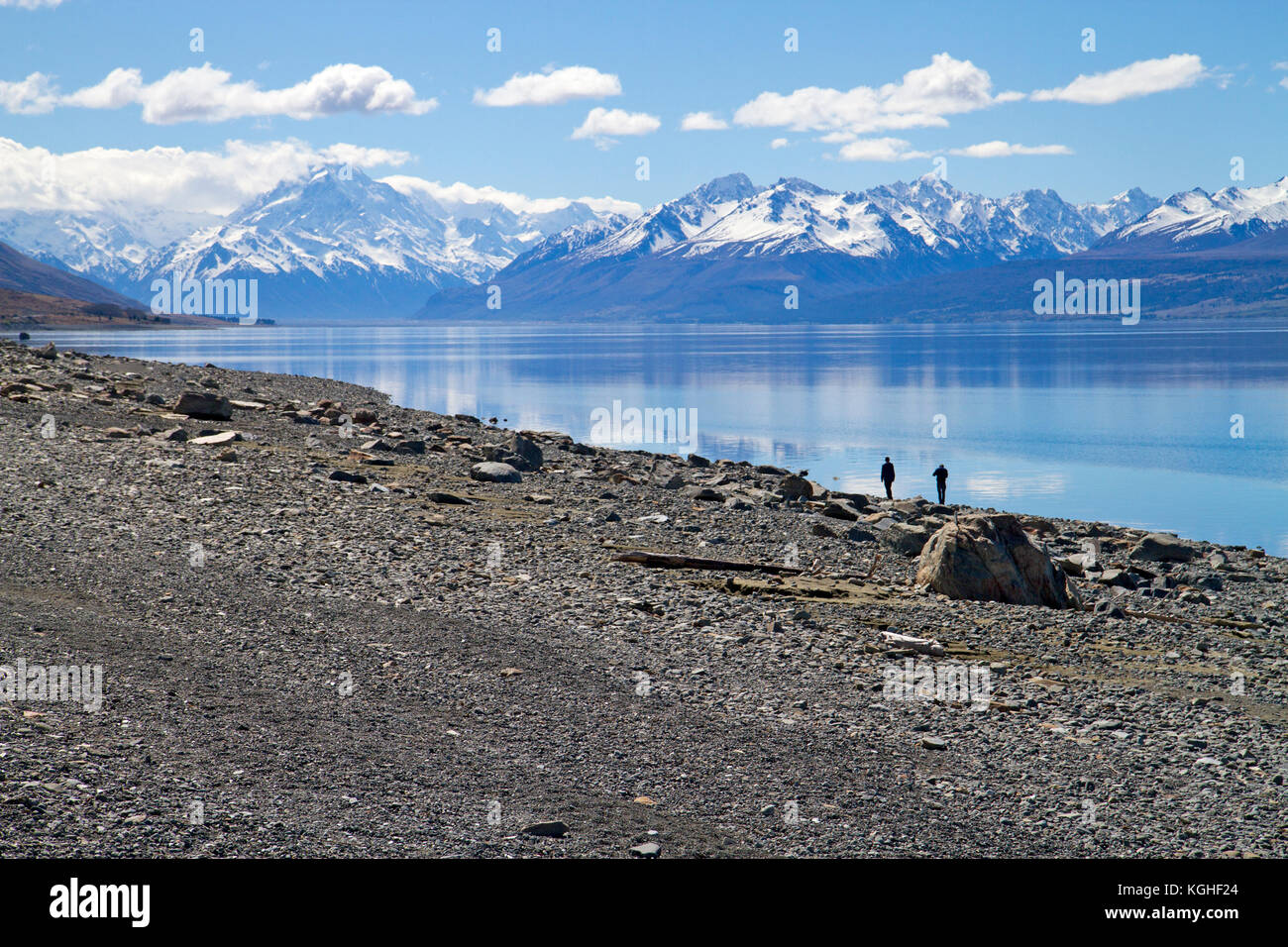 Lake Pukaki am Fuße des Aoraki/Mt Cook Stockfoto