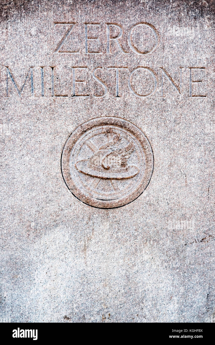 Null Meilenstein Denkmal in Washington, DC, Vereinigte Staaten von Amerika, USA Stockfoto