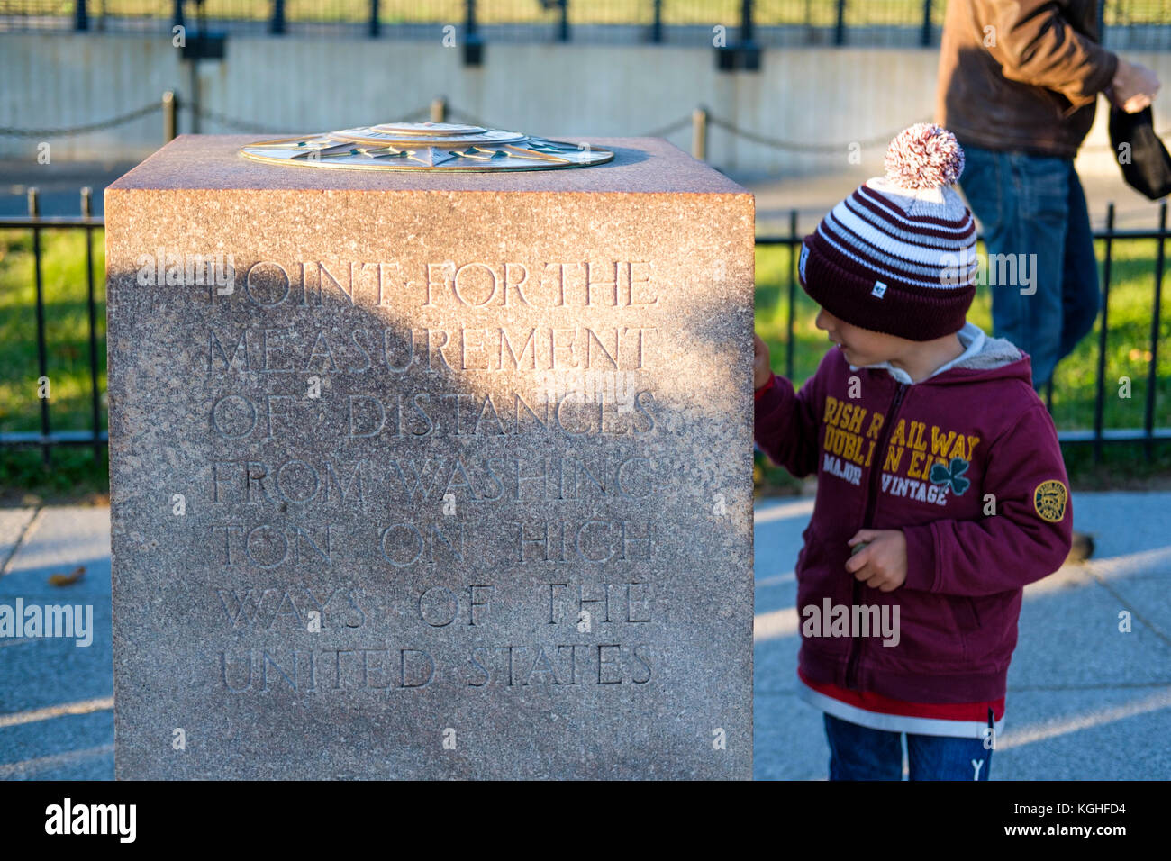 Null Meilenstein Denkmal in Washington, DC, Vereinigte Staaten von Amerika, USA Stockfoto