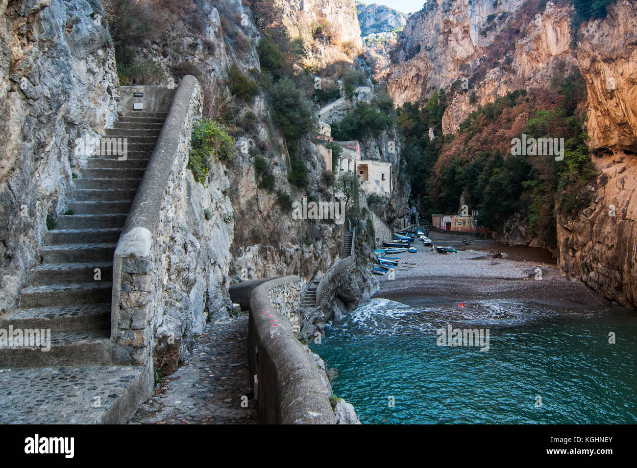 Ein Blick auf den FIORDO von Furore in Furore, Italien. Furore, an der