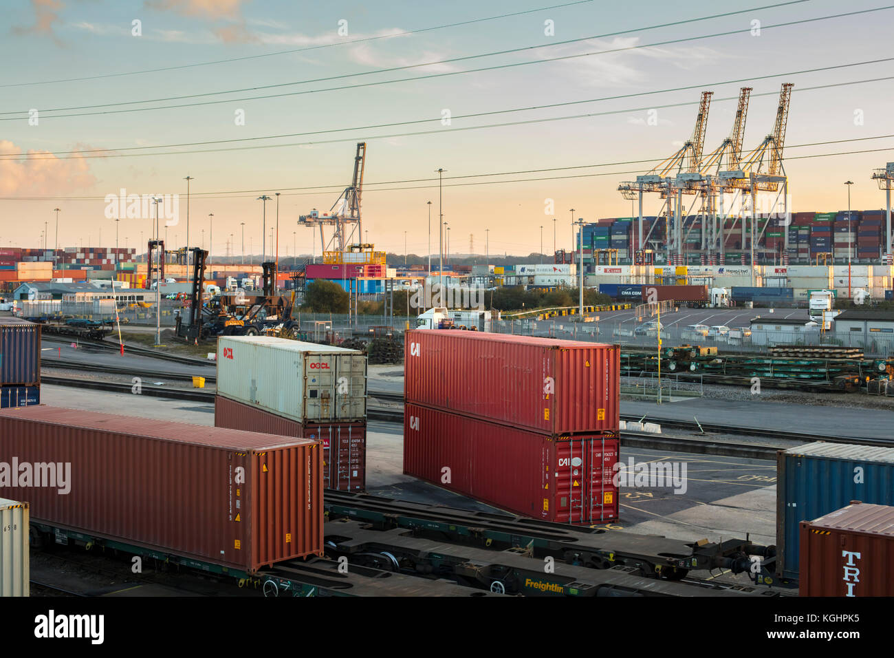 Southampton Docks Container Yard Stockfoto