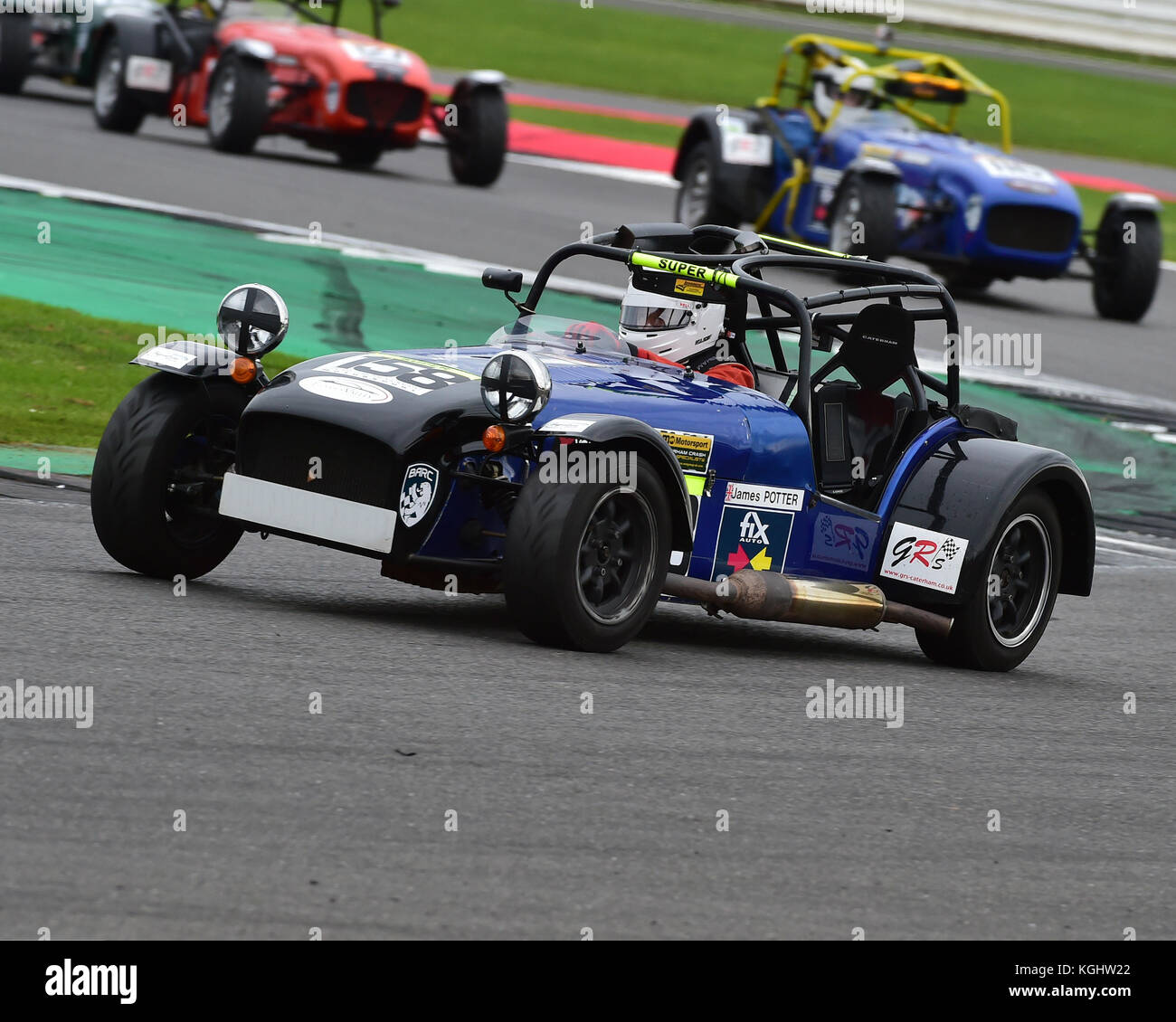 James Potter, Caterham 7 Super, Caterham 7, Caterham Absolventen Meisterschaft, Classic, Mega, Sigma, BARC nationale Meisterschaft Silverstone 7. Oktober Stockfoto