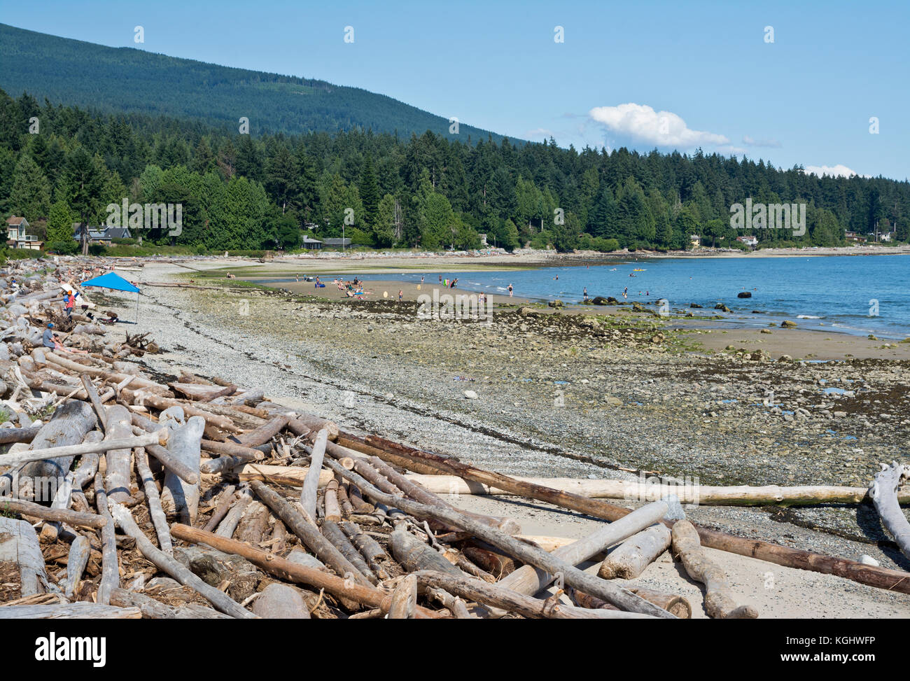 Strand und Küste in Roberts Creek, BC, an der Sunshine Coast. Stockfoto