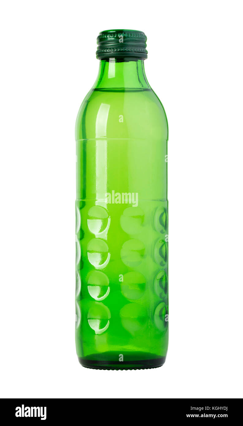 Wasser im Glas Flasche. auf Weiß mit Freistellungspfad isoliert Stockfoto