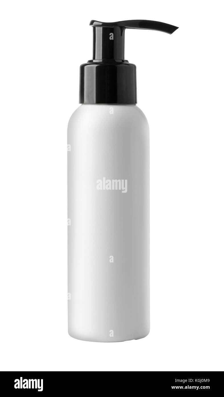 Gel, Schaum oder flüssige Seife Dispenser Pumpe Kunststoff Flasche weiß. bereit für Ihr Design. Mit Freistellungspfad Stockfoto