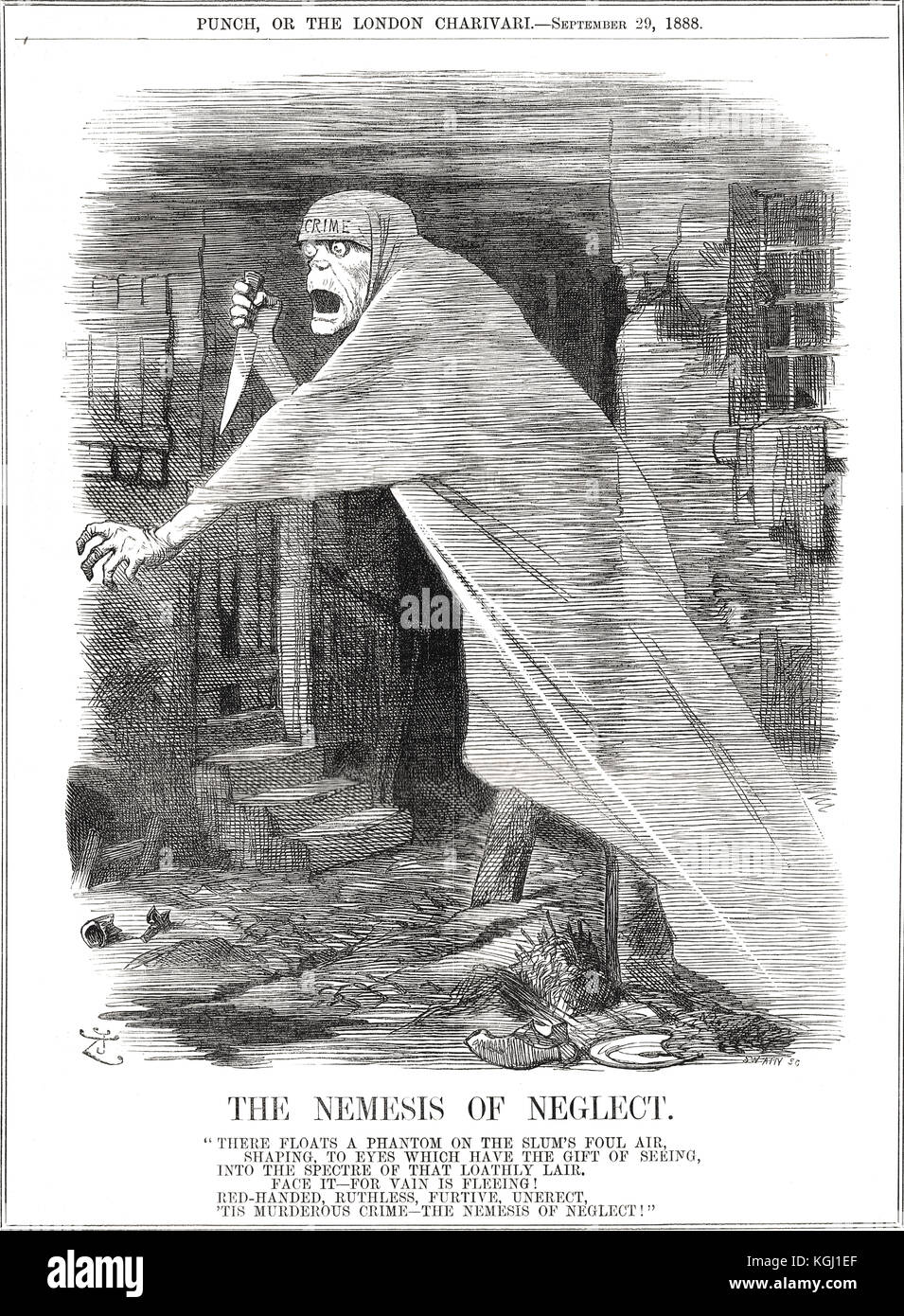 Jack the Ripper Punch Cartoon 5, 1888, die Nemesis der Vernachlässigung Stockfoto