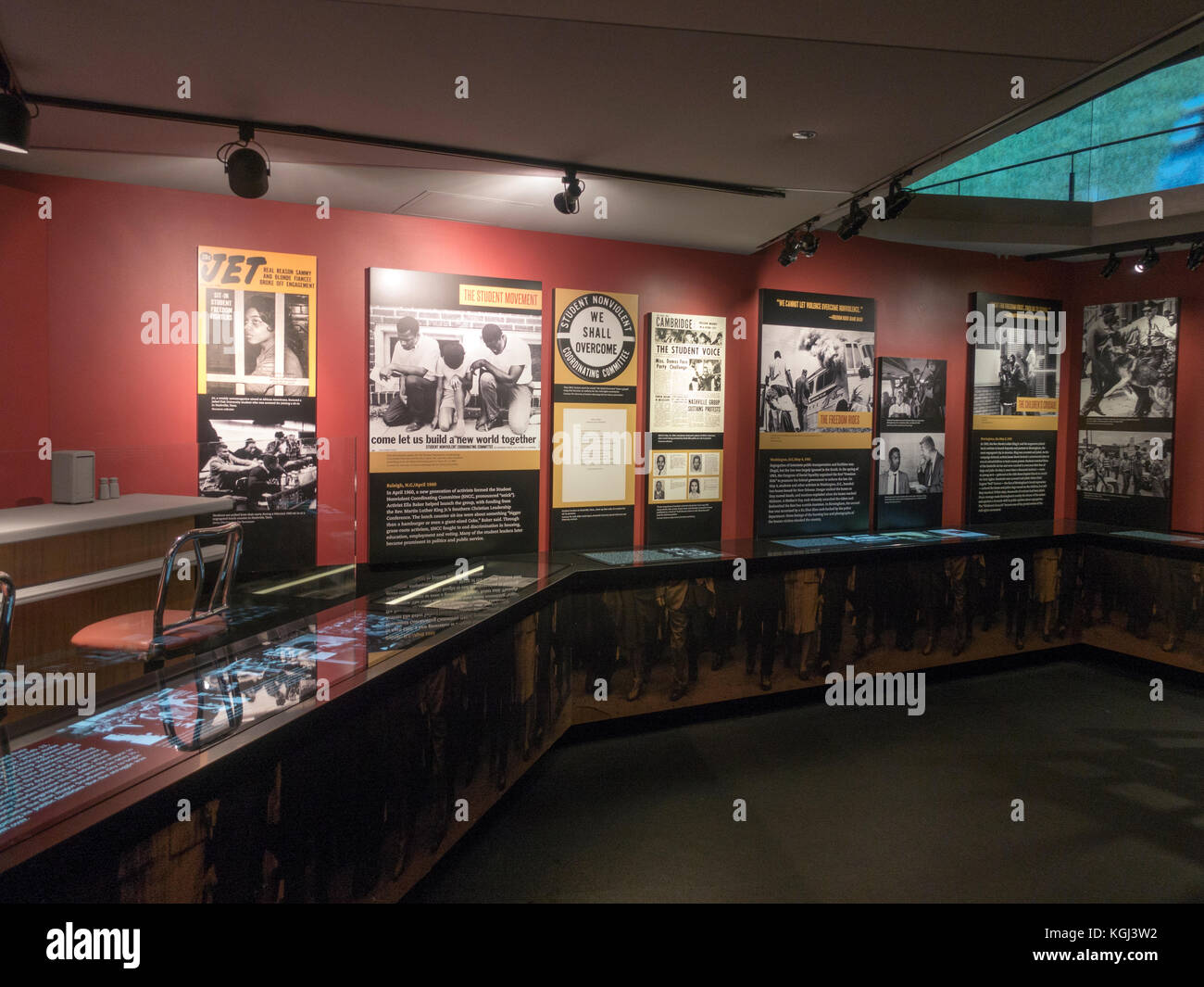 Ein Teil des "1967: Bürgerrechte bei 50" im Newseum, ein interaktives Museum in Washington DC, USA. Stockfoto