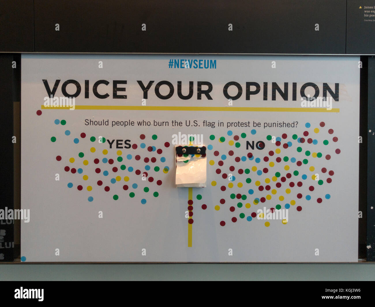 Eine Stimme, die Ihre Meinung Diskussion Brett auf Anzeige im Newseum, ein interaktives Museum in Washington DC, USA. Stockfoto