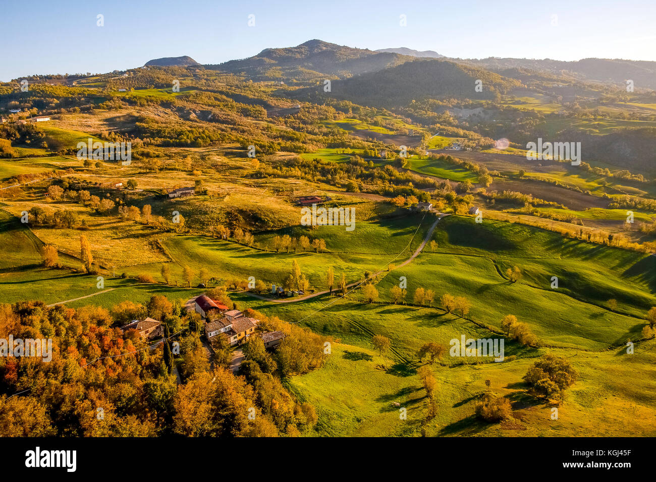 Italien Emilia Romagna sal Leo Landschaft von der Festung Stockfoto
