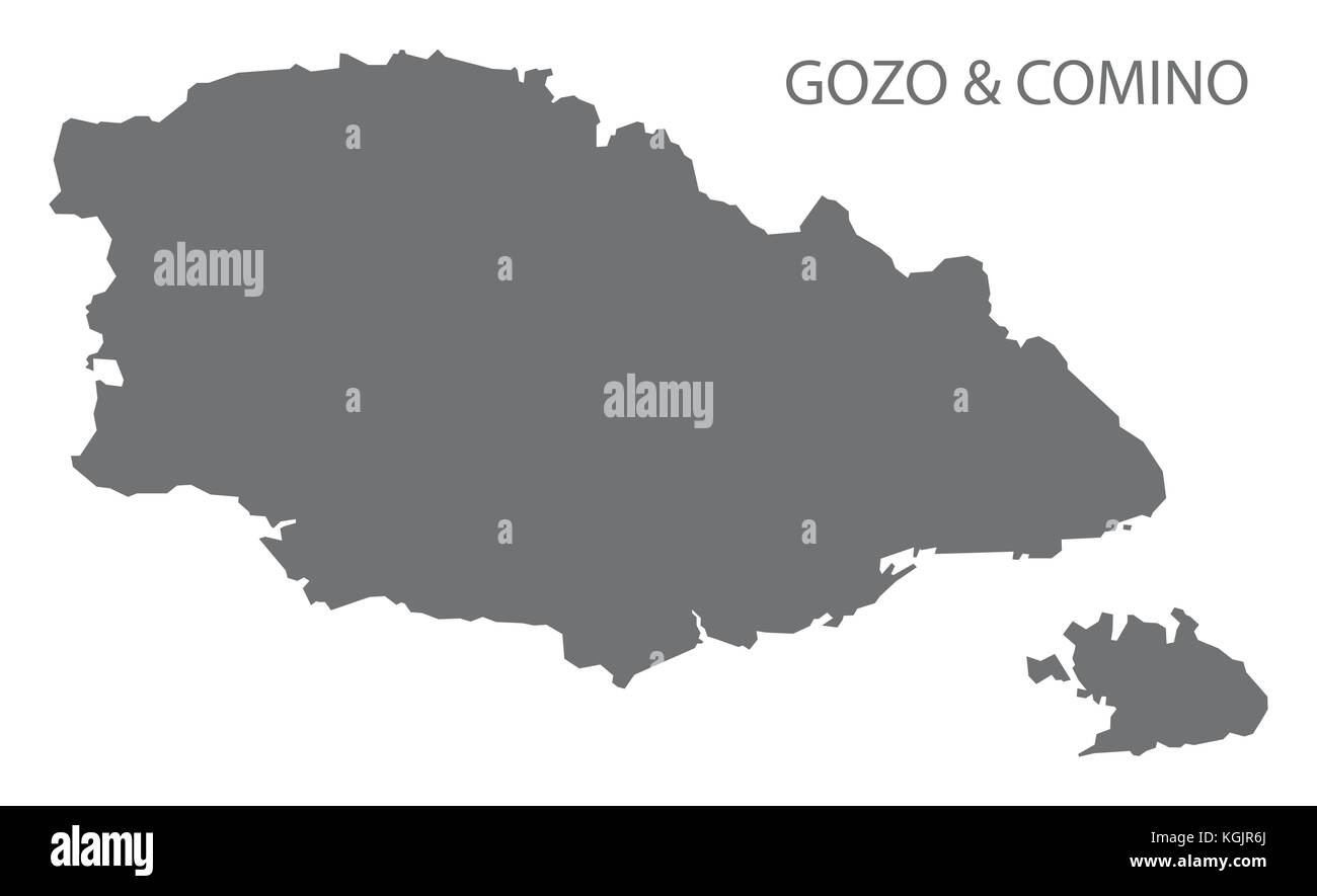 Gozo und Comino Karte von Malta Grau Abbildung silhouette Form Stock Vektor