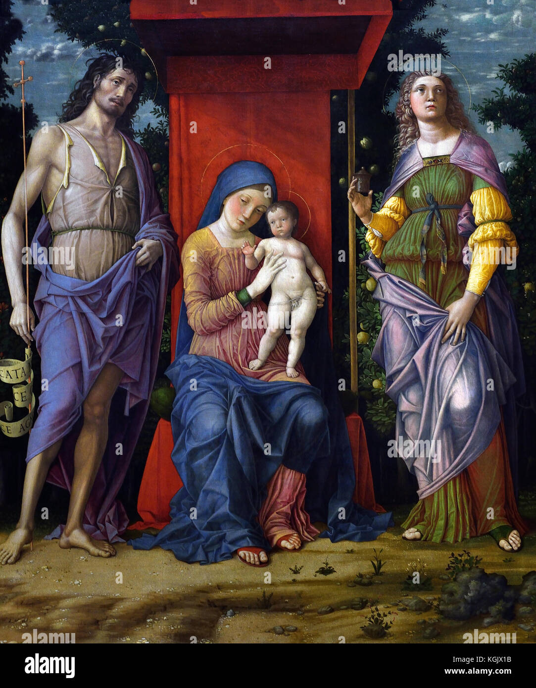 Die Jungfrau und Kind mit Heiligen 1490-1505 Andrea Mantegna 1430/1-1506 Padua, Italien, Italienisch, Stockfoto