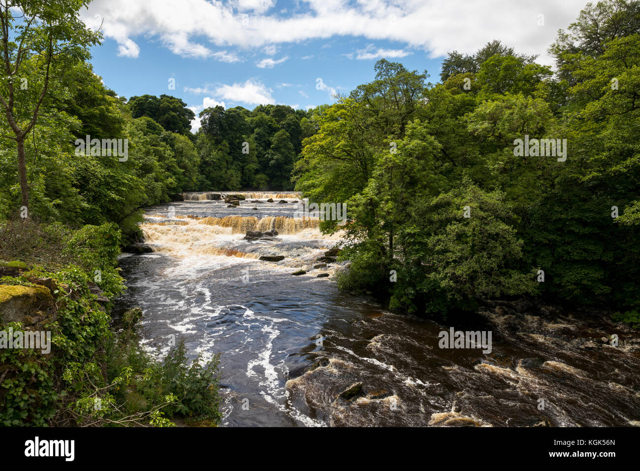 Aysgarth Upper Falls; River Ure; Yorkshire; Großbritannien Stockfoto