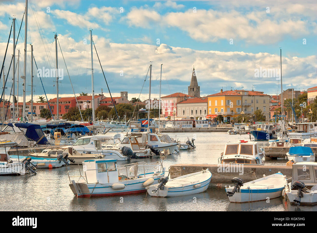 Blick vom Hafen Porec Kroatien Stockfoto