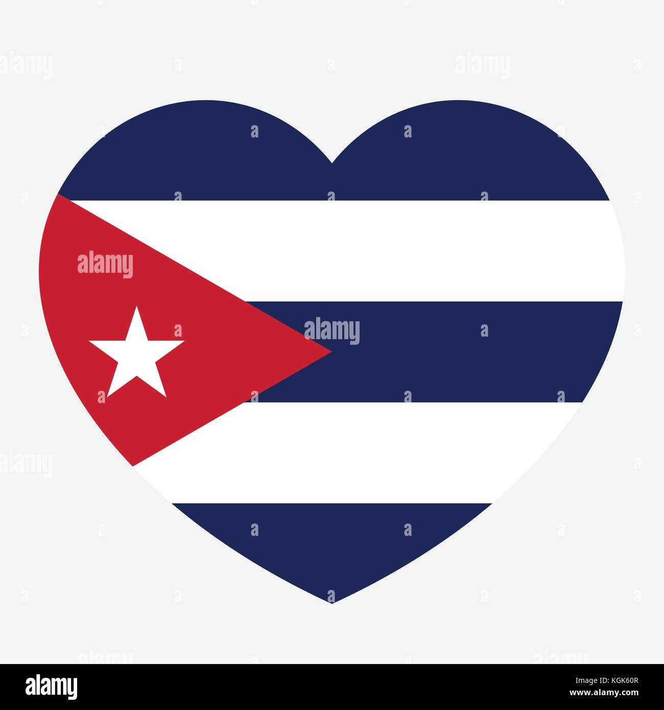 Kuba Flagge im Herzen, kubanische Flagge Vector Illustration. Stock Vektor