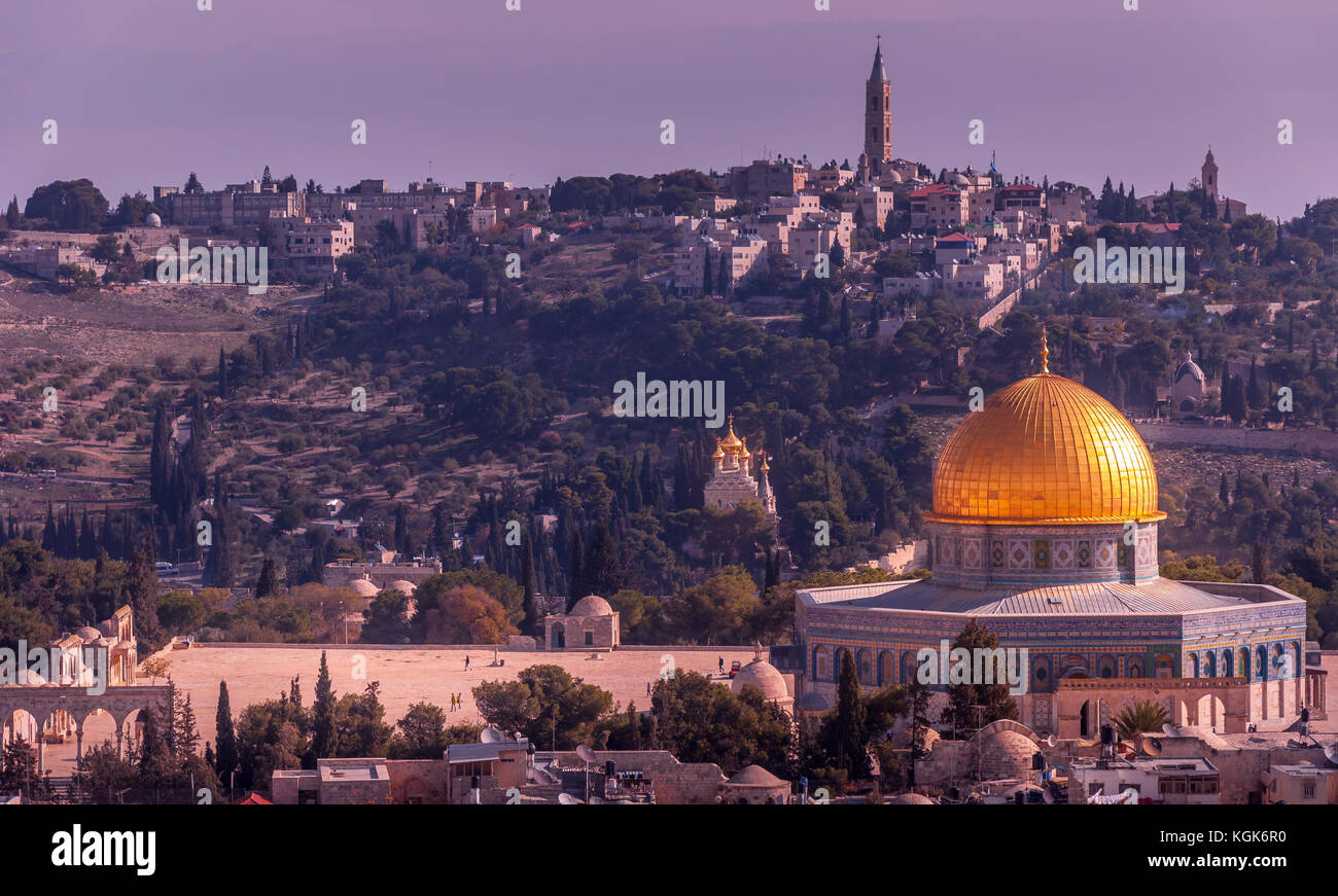 Blick auf den Felsendom in Jerusalem, Israel Stockfoto