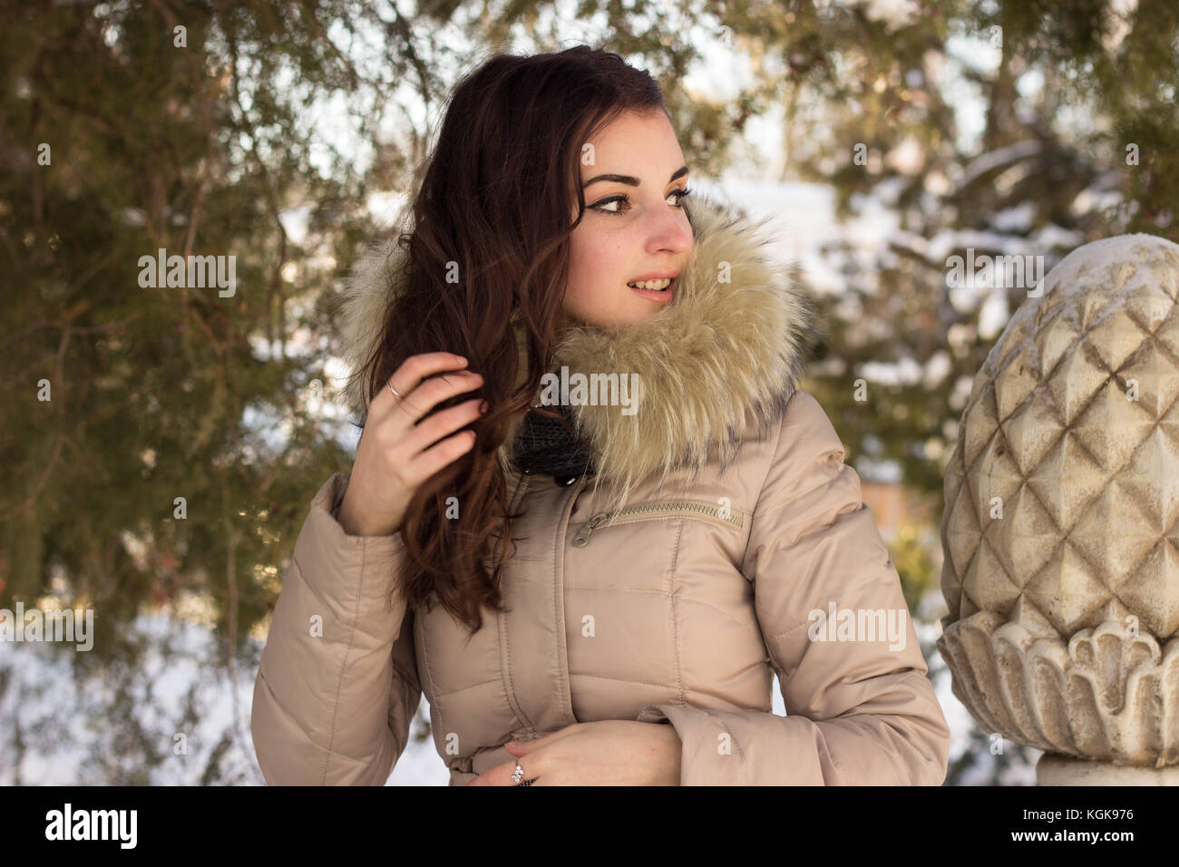 Super cute woman im Winter Stockfoto