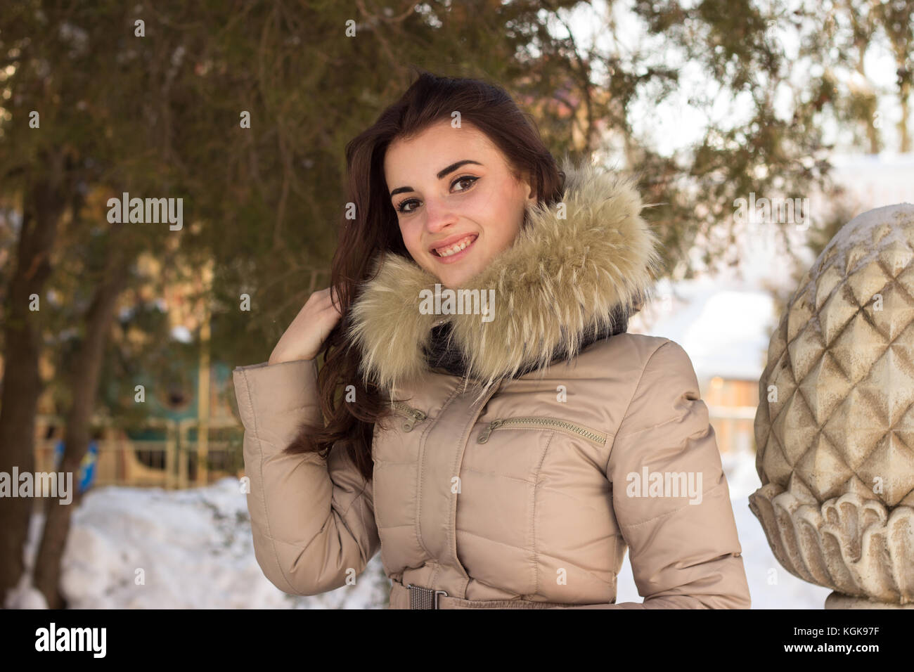 Super cute woman im Winter Stockfoto