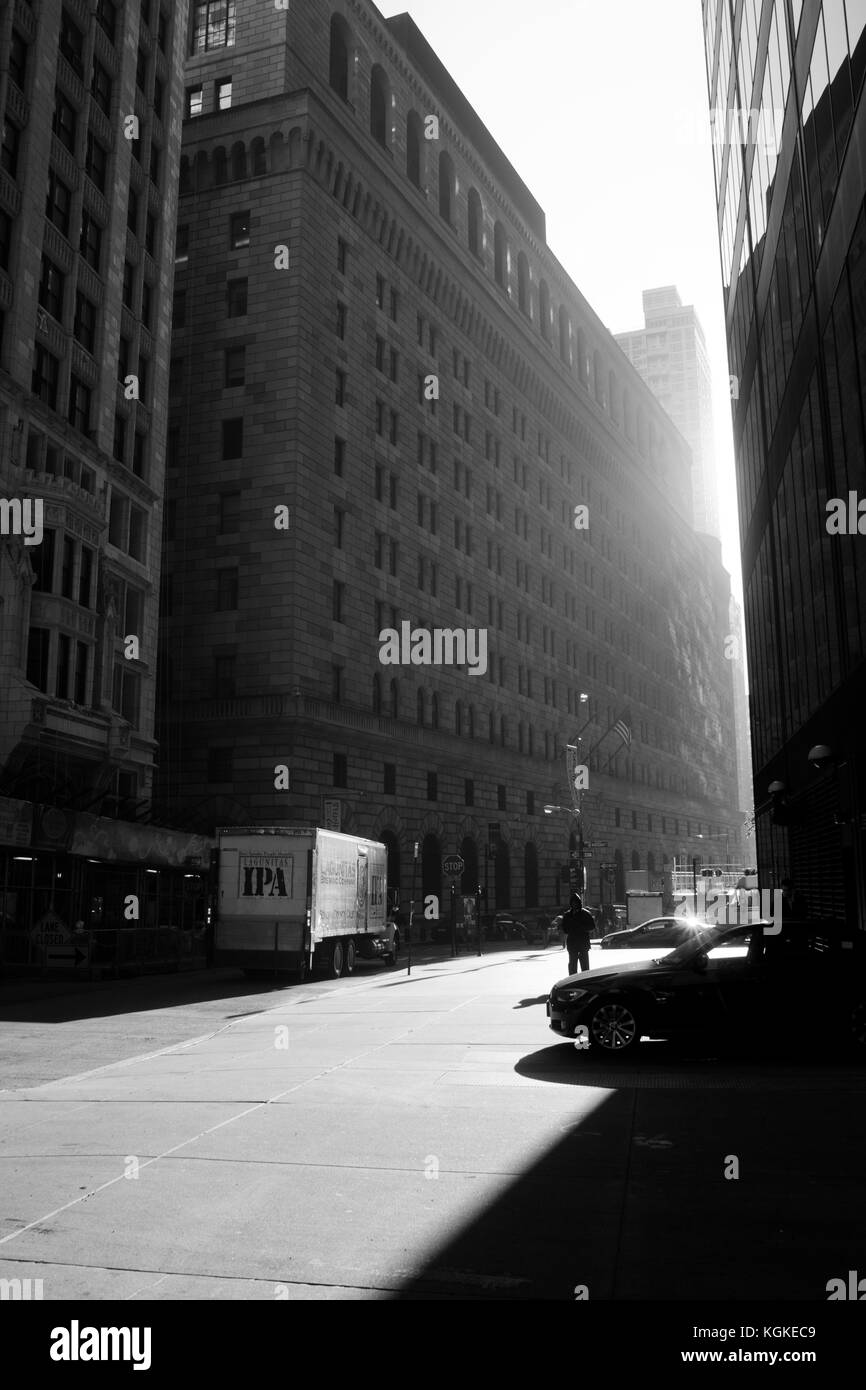 Liberty Street in der Nähe von Zuccotti Park in Lower Manhattan. Stockfoto