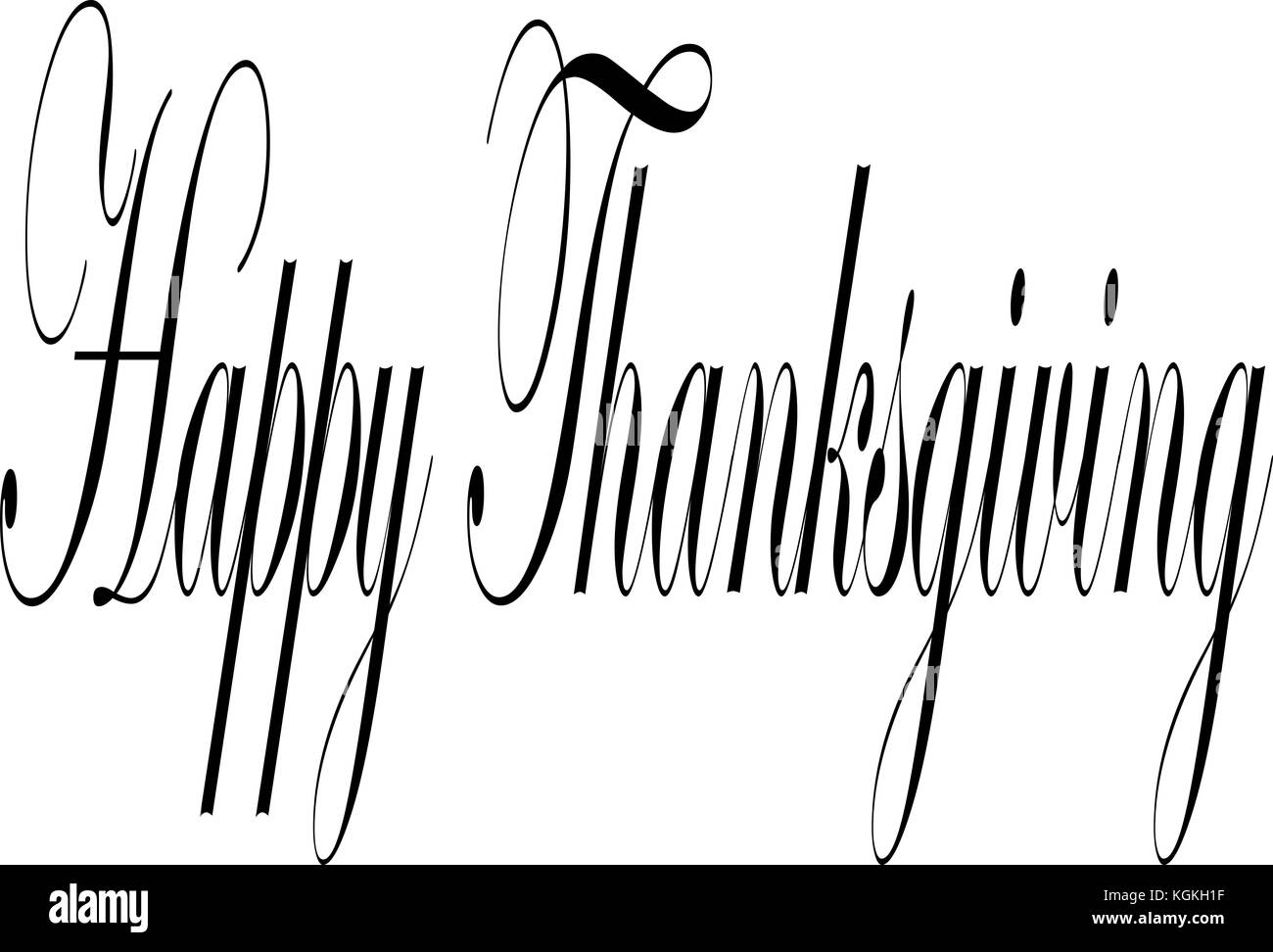 Happy Thanksgiving Text zeichen Abbildung auf weißen Abbildung. Stockfoto