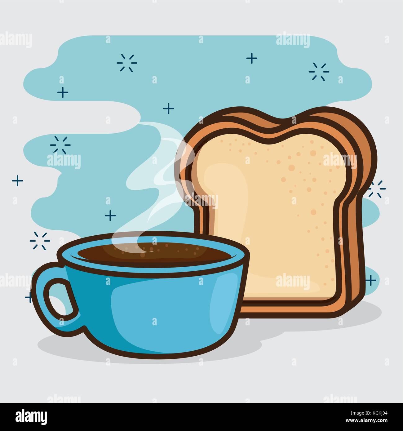 Niedlich kawaii Frühstück essen cartoon Vector Illustration graphic