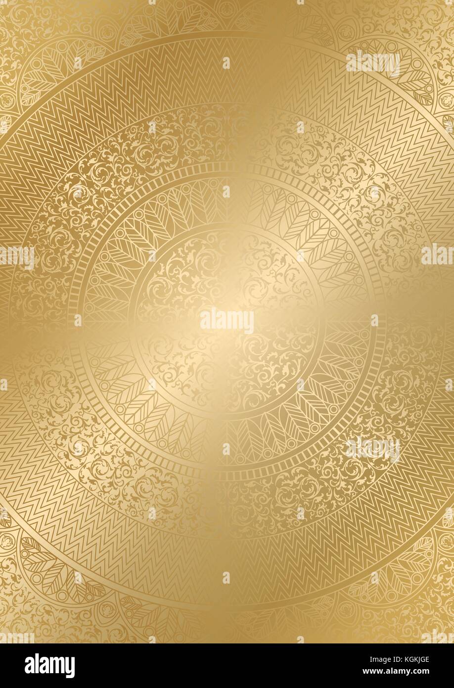 Golden runde Blumenmuster gradient Farbe. vintage Cover Design vorlage. Vektor mandala Poster soft ausführliche Hintergrundinformationen. Stock Vektor