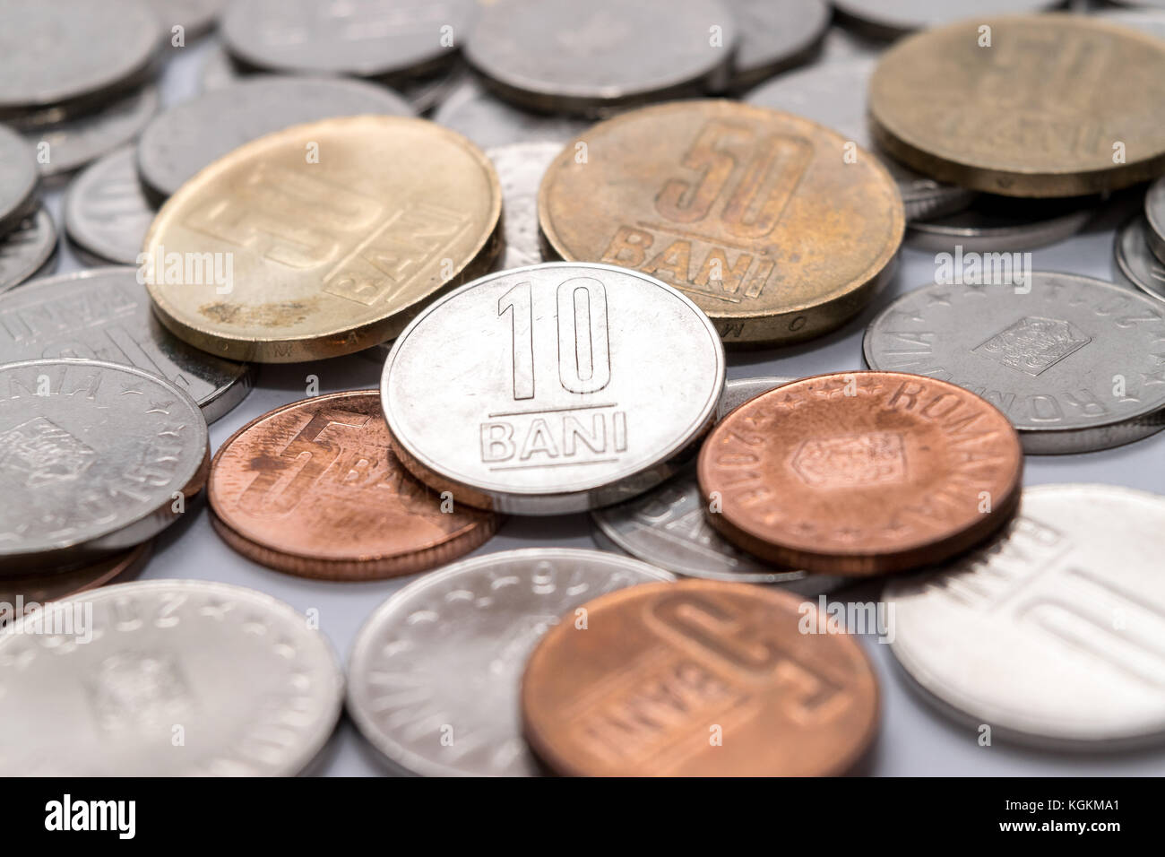 Rumänischen Münzen (rumänische Währung) Stockfoto
