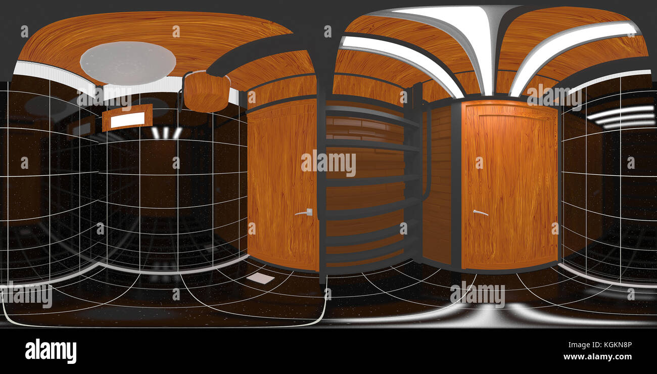 Hdri Karte von Dusche. Die Dusche ist sehr klein in der Sauna Stockfoto