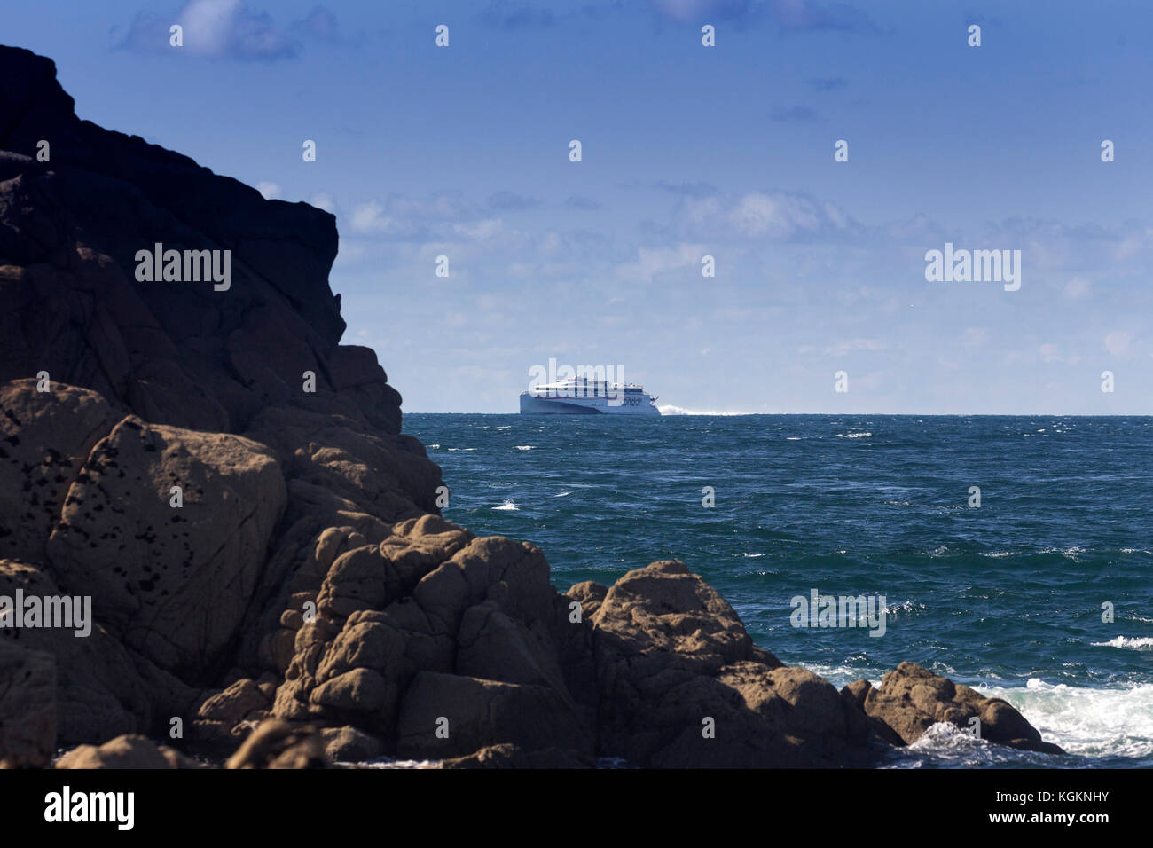 Condor Ferries Fahrer im Personen- und Güterverkehr Fährverbindungen zwischen dem Vereinigten Königreich, Vogtei Guernsey, Vogtei Jersey und Frankreich Stockfoto