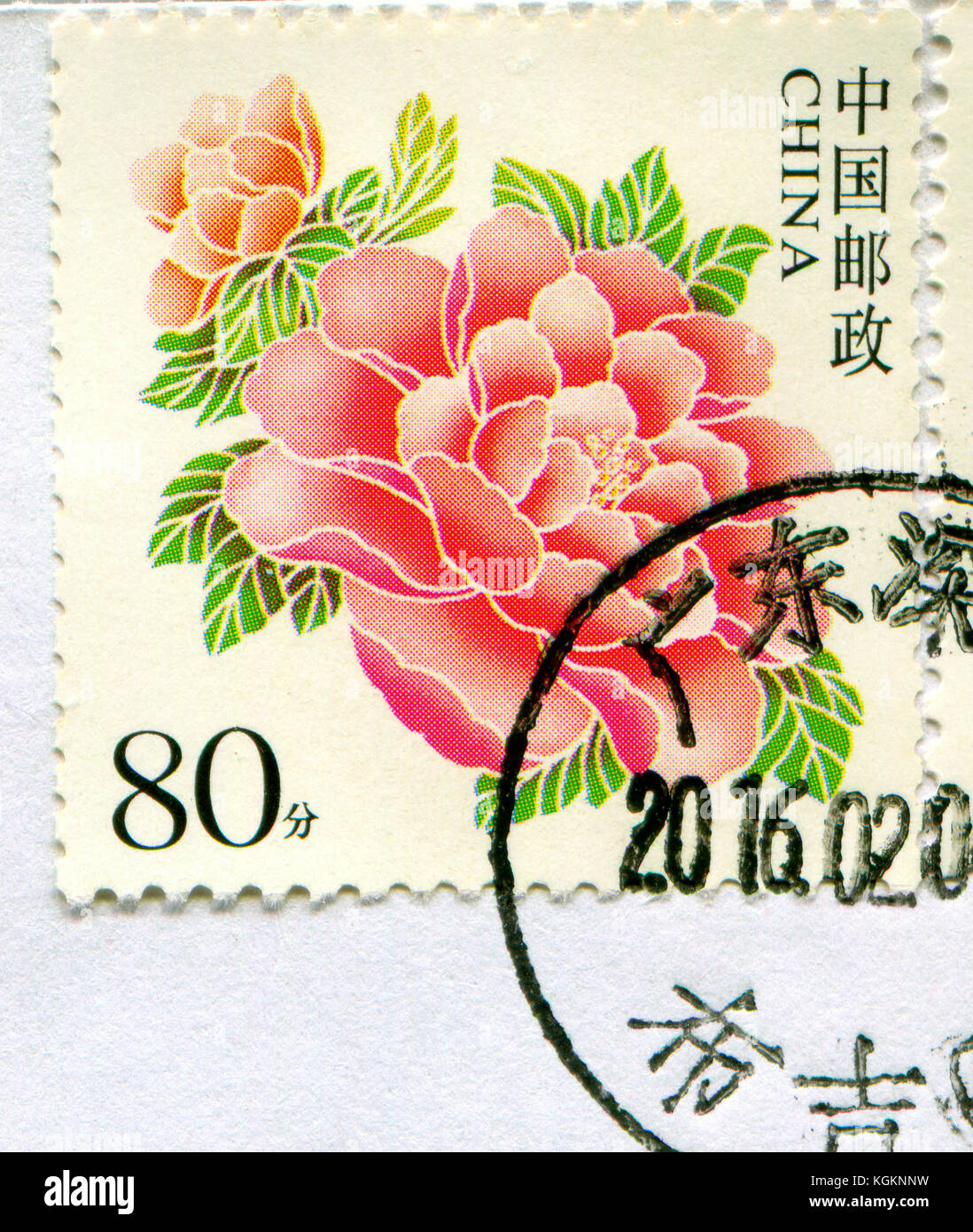 GOMEL, WEISSRUSSLAND, 27. OKTOBER 2017, Stempel gedruckt in China zeigt Bild der Blume, um 2017. Stockfoto