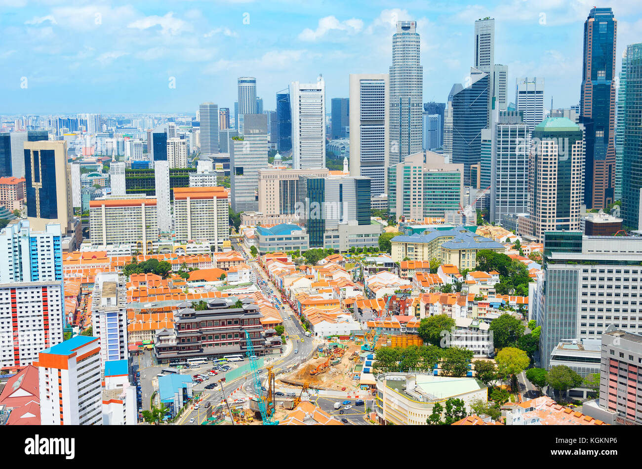 Luftaufnahme von Chinatown und downotwn von Singapur in der Tageszeit Stockfoto