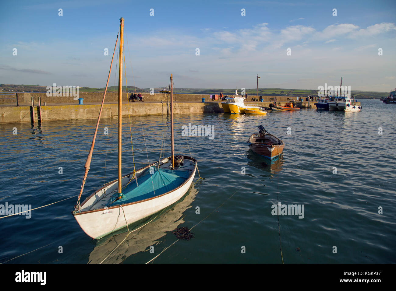 November 2017, Padstow Harbour, Cornwall, kleine Boote. Stockfoto