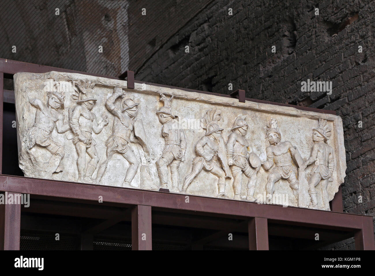 ROM, ITALIEN - 01. OKTOBER 2017: Kolosseum, Kolosseum oder Koloseo, das Relief von Lusius Storax. Stockfoto