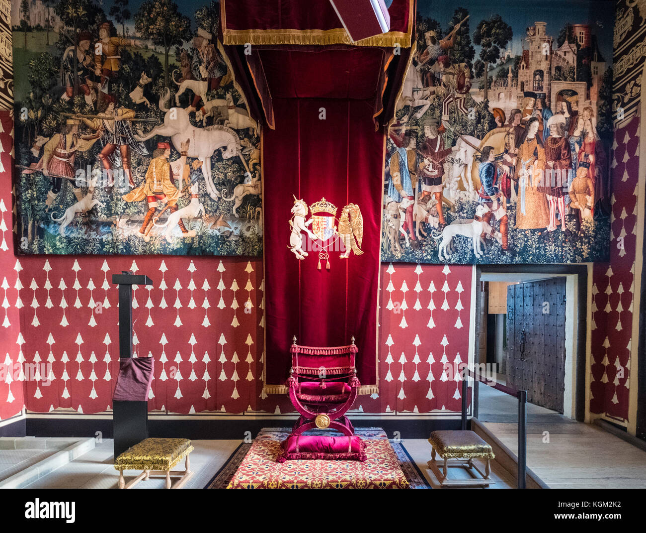 Die Innere Halle der Königin im Königspalast von Stirling Castle in Stirling, Schottland, Großbritannien. Stockfoto