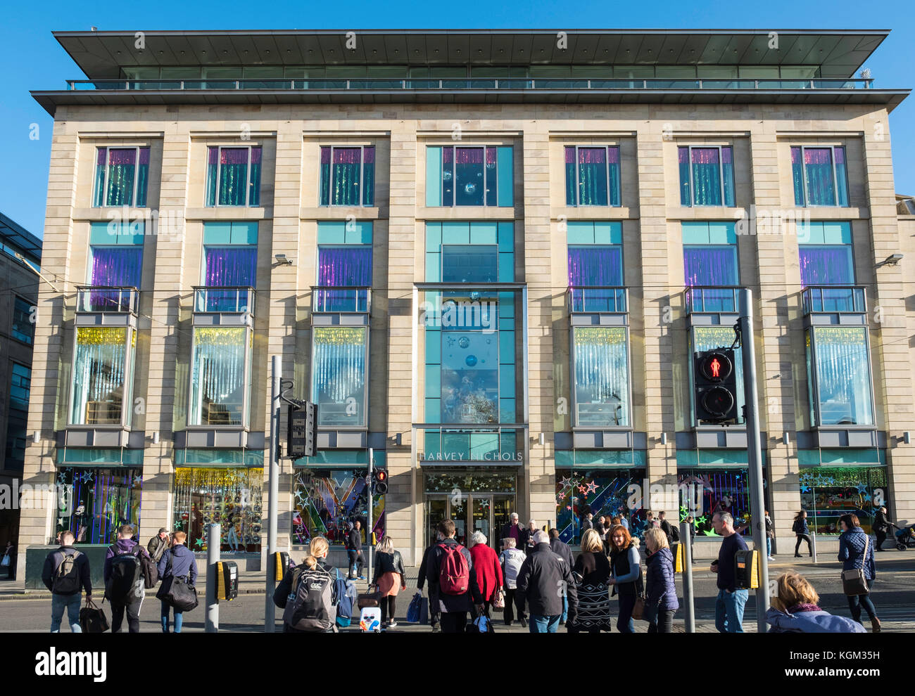 Außenansicht des Kaufhauses Harvey Nichols am St Andrews Square in Edinburgh, Schottland, Großbritannien. Stockfoto