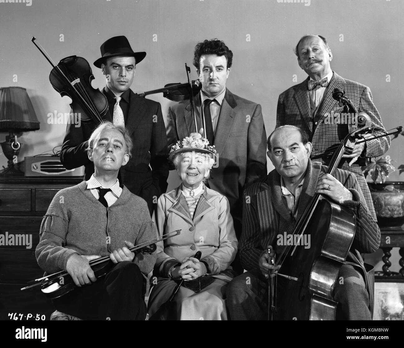 Die ladykillers (1951), Herbert Lom, Peter Sellers, Cecil Parker, Alec Guinness, Katie Johnson, Danny Grün Stockfoto