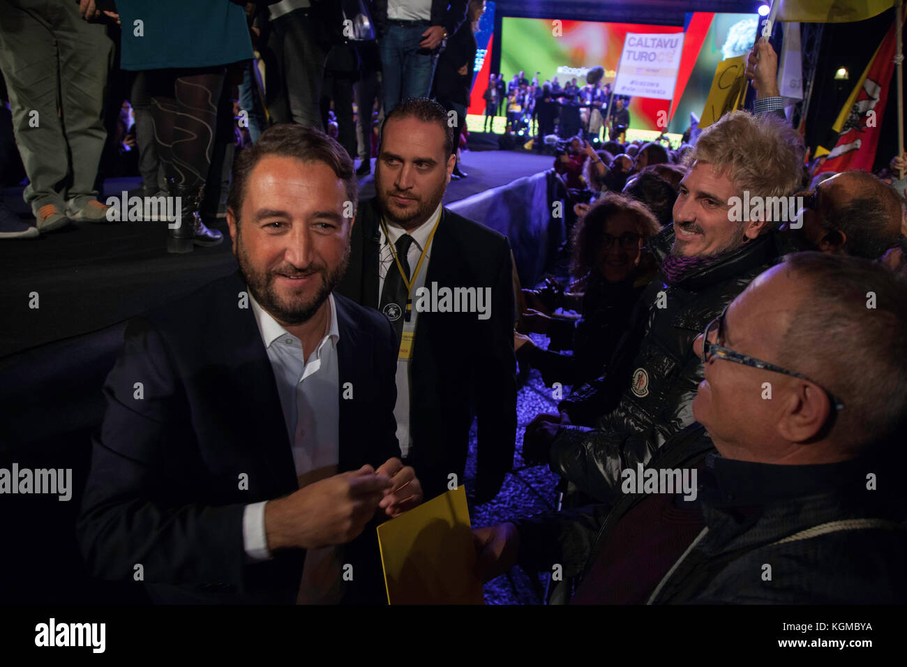 Giancarlo cancelleri (fünf Sterne) spricht während einer Wahlkampagne am 3. November in Palermo, Italien. Stockfoto